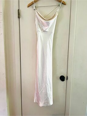 NWT 90s Y2K Satin Weddiing Bridal Beach Bias Cut Open Back Slip Dress 6